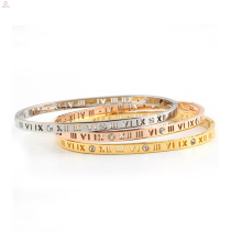 Évider dehors nombre romain chiffres cristal 316l bijoux en acier inoxydable bracelet manchette bracelet